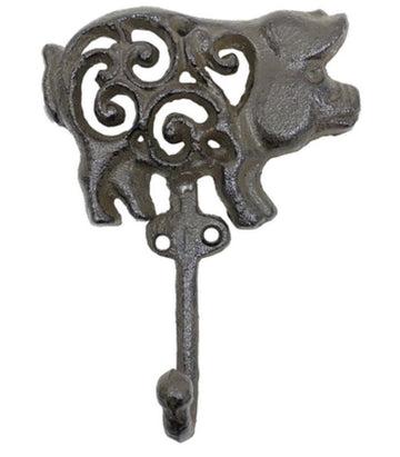 Cast Iron Swirly Pig Wall Hook