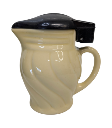 Vintage Yellow Glazed Ceramic Electric Kettle with Black Bakelite Lid