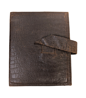 Dark Brown Reptile-Embossed Folding Document Organiser