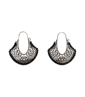 Tribal Silver-Coloured Heart Drop Earrings