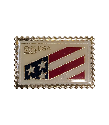 JG&A 1990 25 USA Flag Stamp-Shaped Lapel Pin