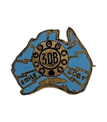 3DB Smile Away Australia-Shaped Lapel Pin c1930s