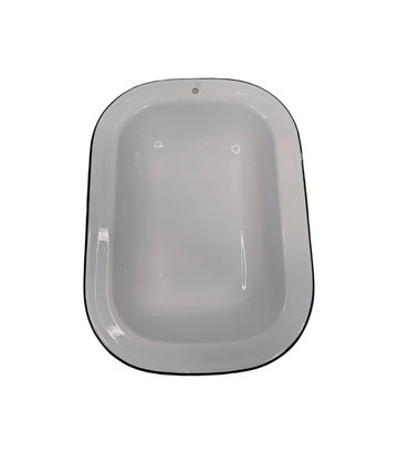 White Enamel Rectangular Baking Dish With Black Rim