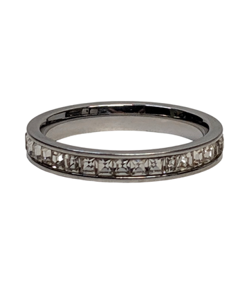Titanium Channel-Set Faux Crystal Ring Size 9