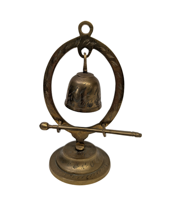 Vintage Brass Altar Gong Bell with Striker