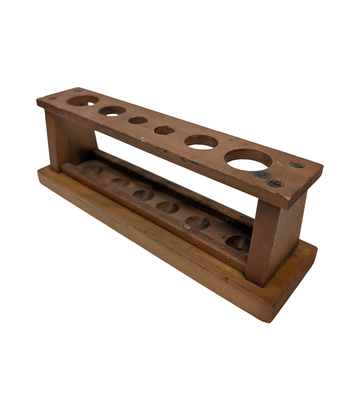Vintage Wooden Six-Position Test Tube Rack
