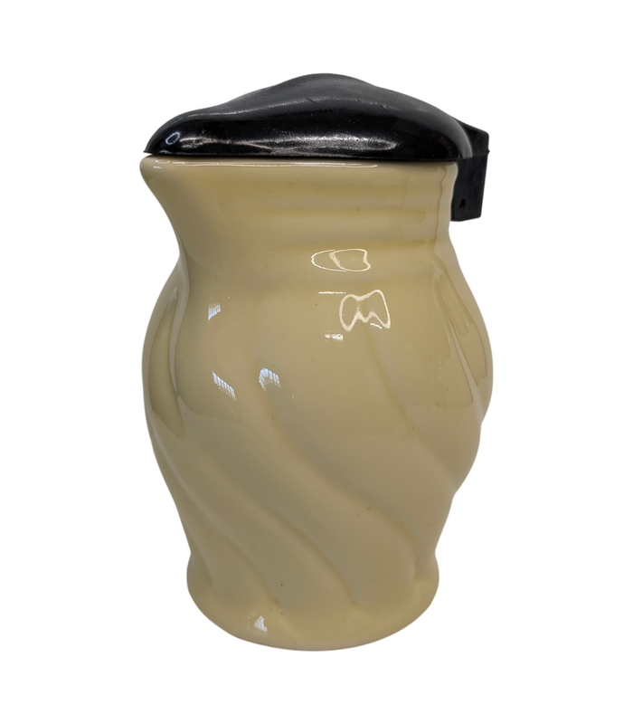 Vintage Yellow Glazed Ceramic Electric Kettle with Black Bakelite Lid