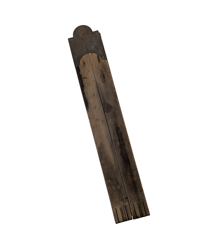 Vintage Wooden Folding 3 Foot Ruler with Brass Fittings