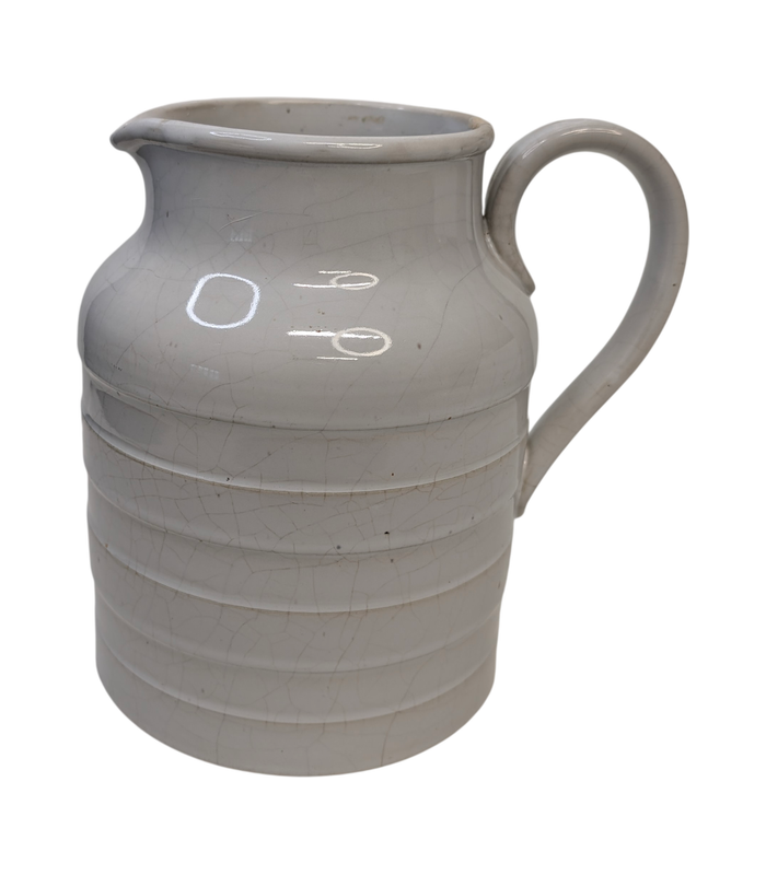 Authentic 19th-Century White Earthenware Farmhouse Utility Jug