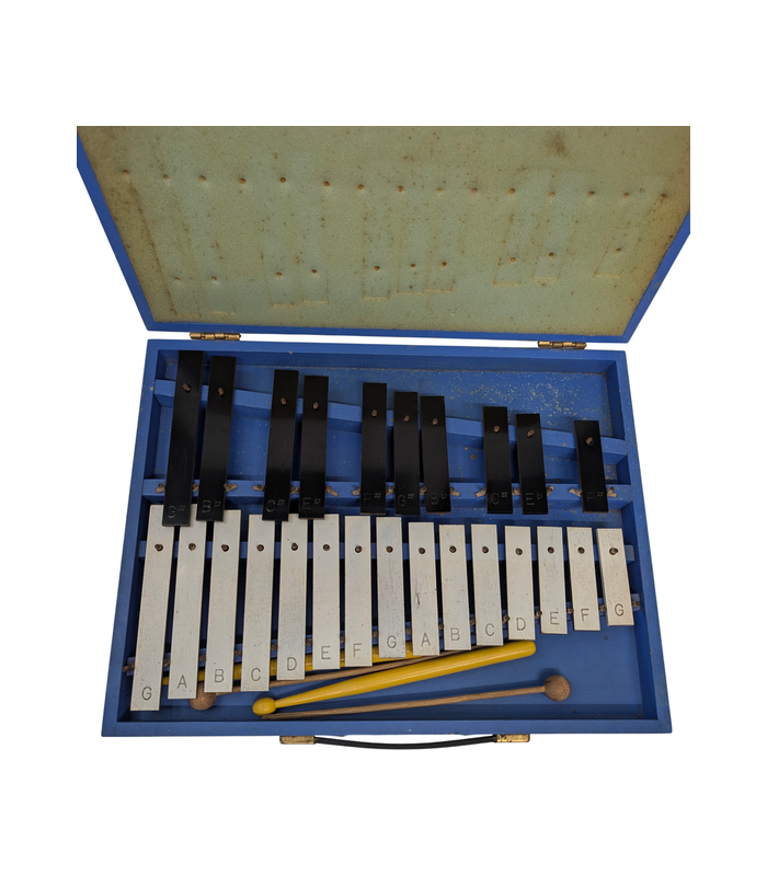 Two-Row Glockenspiel in Blue Carry Case with Four Beaters