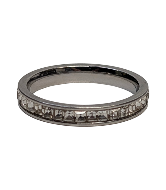 Titanium Channel-Set Faux Crystal Ring Size 9
