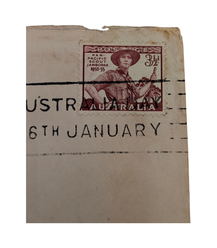 South Queensland Egg Marketing Board 1953 Posted Envelope with Scout Jamboree Stamp