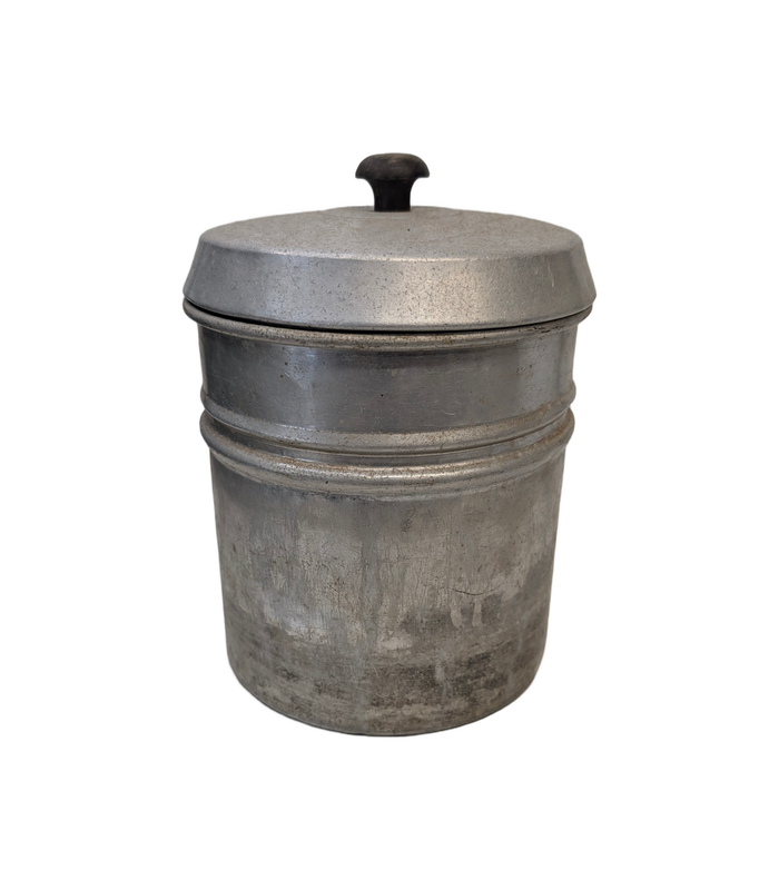 Vintage Aluminium Dripping Container With Black Bakelite Lid, No Strainer
