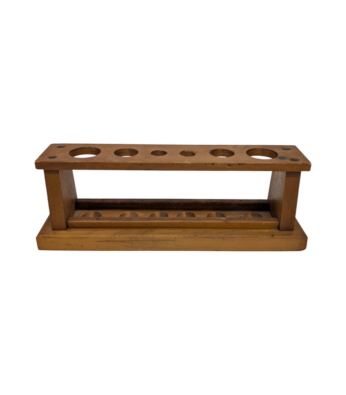 Vintage Wooden Six-Position Test Tube Rack