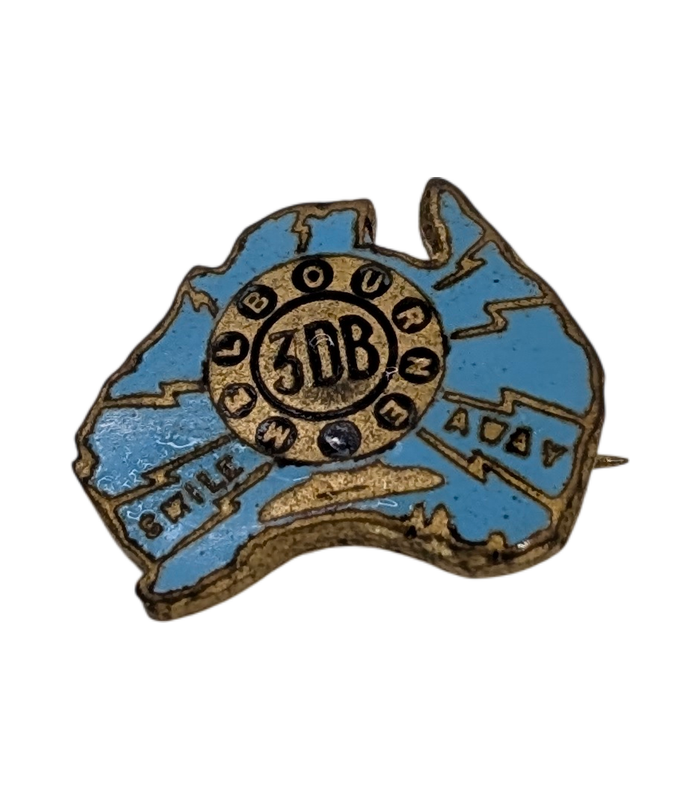 3DB Smile Away Australia-Shaped Lapel Pin c1930s