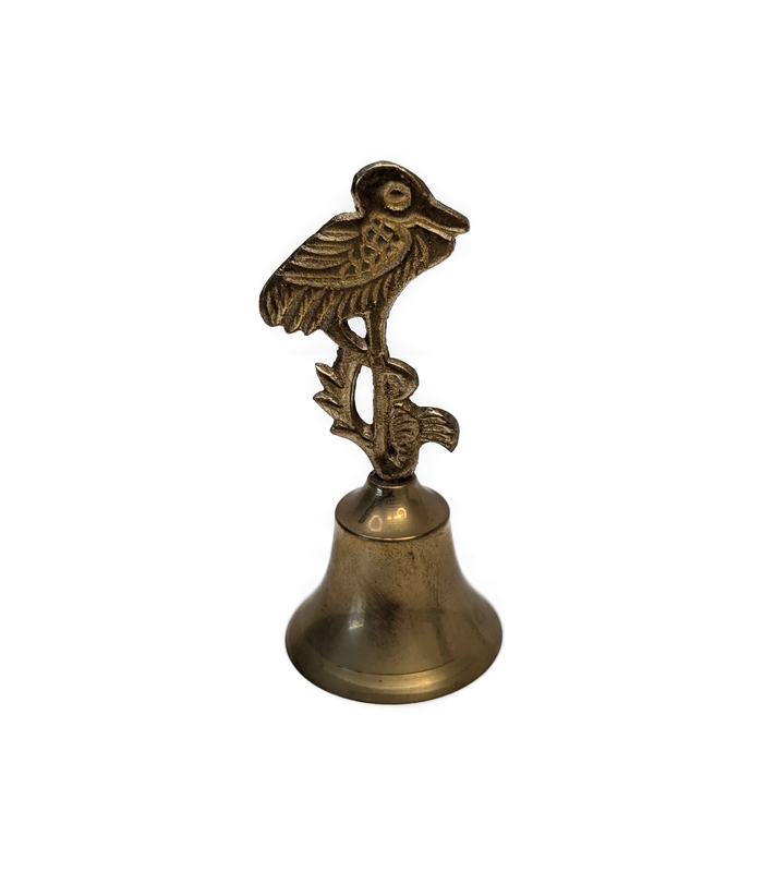 Vintage Brass Parrot Hand Bell - Ornate Figural Bird Table Bell