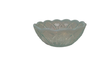 Blue Vaseline Glass Bowl - Fluted Rim - 20cm