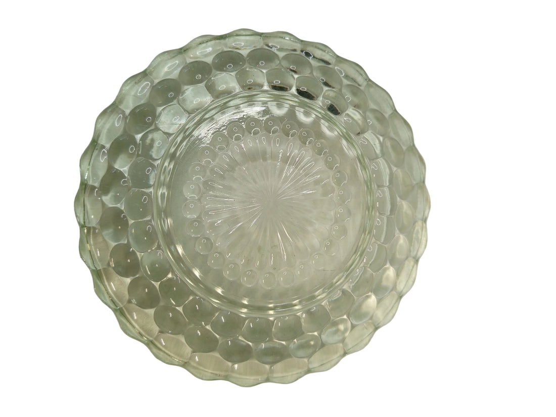 Green Depression Glass Dish - Bubble Pattern - 17cm