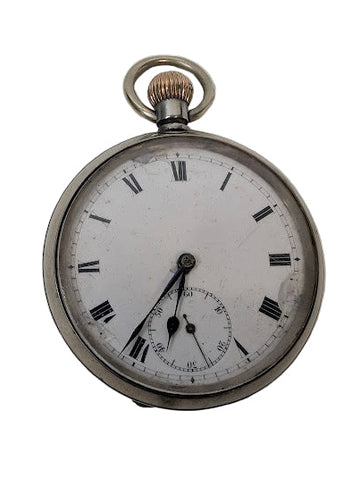 Antique Omega Silver Plated Pocket Watch - Roman Numerals