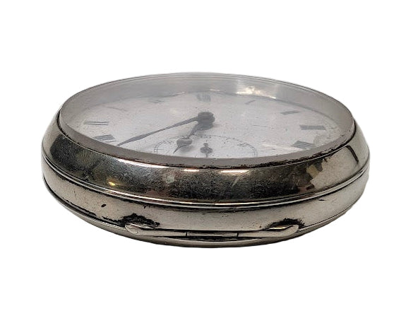 Antique Omega Silver Plated Pocket Watch - Roman Numerals - 5cm