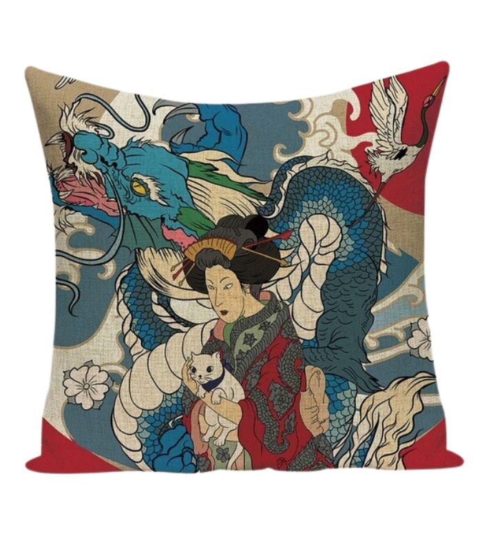 Japanese Dragon Cat - Indoor Cushion Cover - 45x45 | Ink You