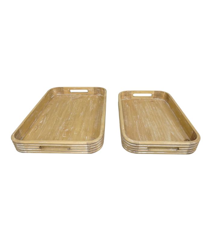 Tray - Carved Wood - Natural - Set of 2 Sizes | Ink You