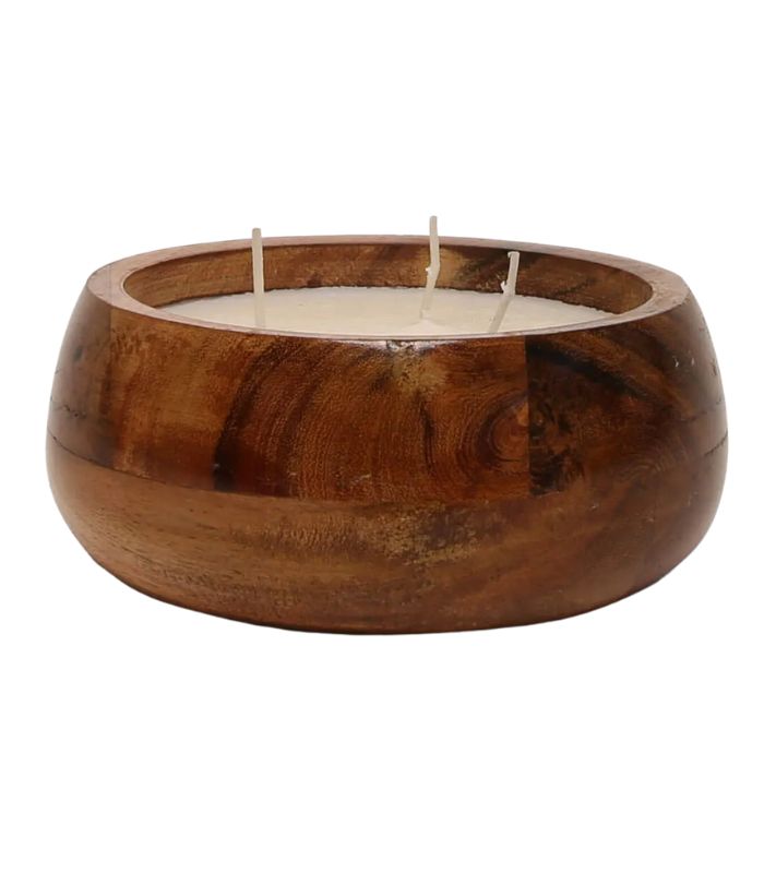 Wooden Bowl Candle - Jess - Amber - 15x7x15cm | Ink You