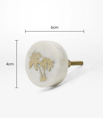 Stone Door Knob - Cream / Gold - 4x4x6cm (Set of 2) | Ink You