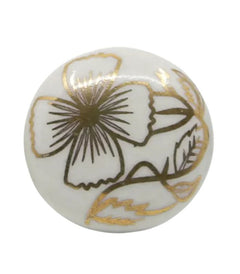 Ceramic Door Knob - Cream / Gold - 4x4x6cm (Set of 2) | Ink You