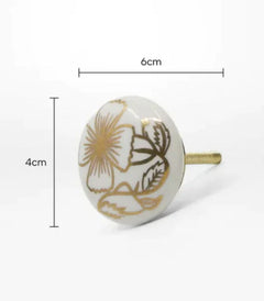 Ceramic Door Knob - Cream / Gold - 4x4x6cm (Set of 2) | Ink You