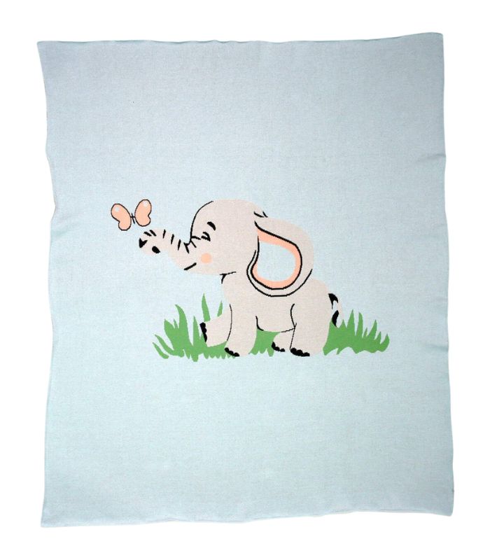 Kids Throw - Elephant - Sky Blue - 120x140cm | Ink You