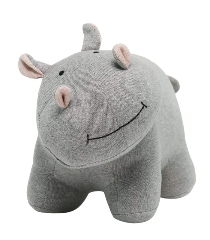 Kids Shaped Cushion - Hippo - Grey - 32x17cm | Ink You