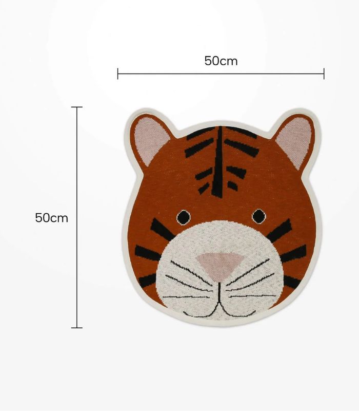 Kids Shaped Rug - Tiger - Brown - 50x50cm | Ink You