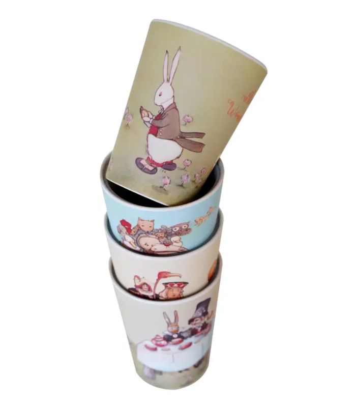 Alice in Wonderland Bamboo Drinking Cups ( Set of 4 ) | Ink You