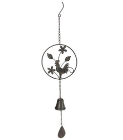 71cm Cast Iron Rooster in Ring With Bell Windchime | Ink You