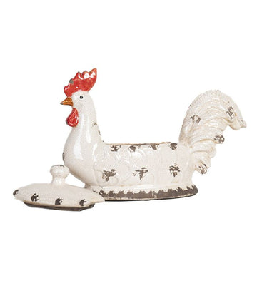 Ceramic Rooster Serving Bowl With Lid - 12x38x22cm | Ink You
