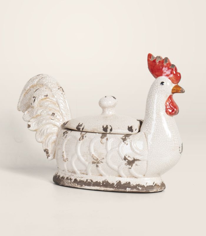 Ceramic Rooster Serving Bowl With Lid - 12x38x22cm | Ink You