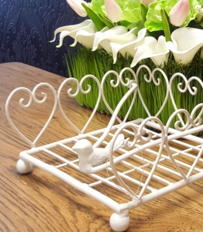 White Iron Bird Serviette Holder