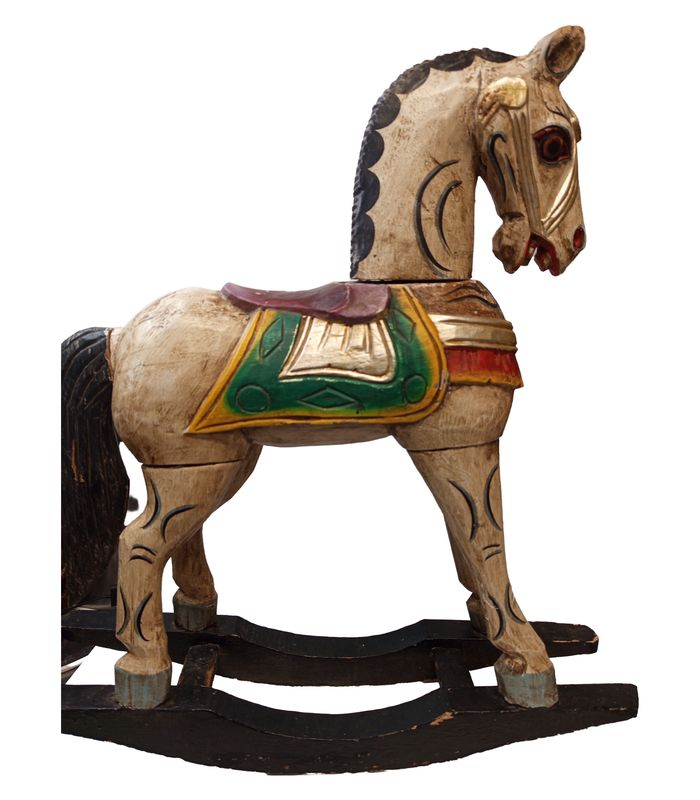 Decorated Rocking Horse 🌟 Add Vintage Charm! Colorful 61cm Decorative Wooden Rocking Horse 🐴 ...