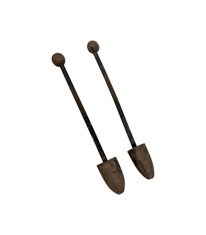 Vintage Wooden and Metal Shoe Trees Pair