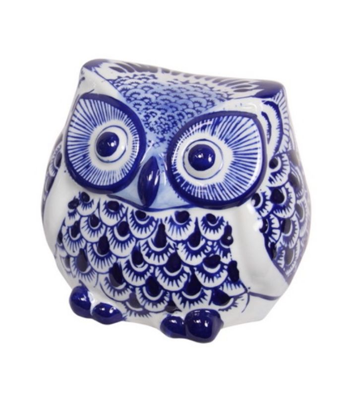 blue willow athena owls set - 2