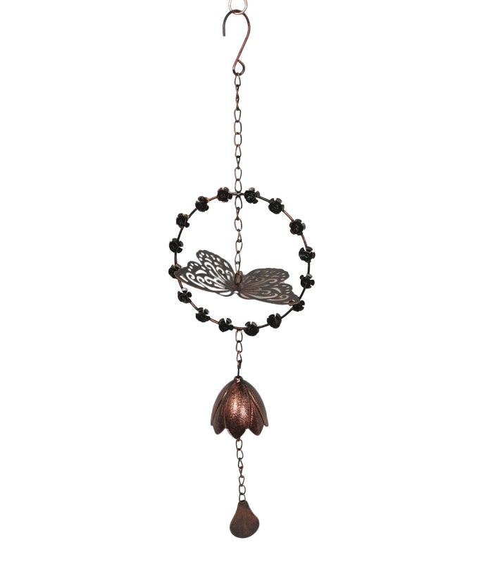 Cast Iron Butterfly in Rose Ring Wind Chime