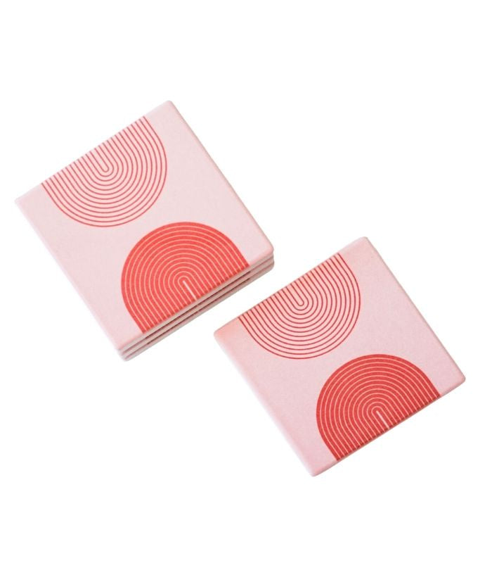 dark blush mirror rainbows ceramic coasters set - 0