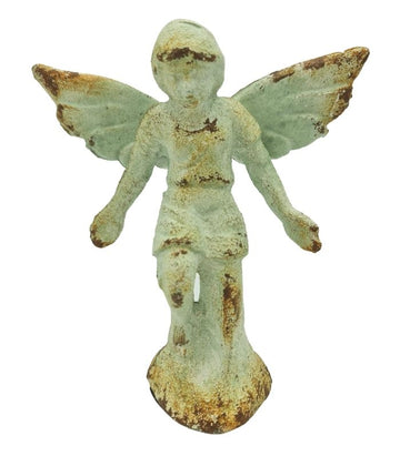 cast iron angel desk ornament antique green - 0