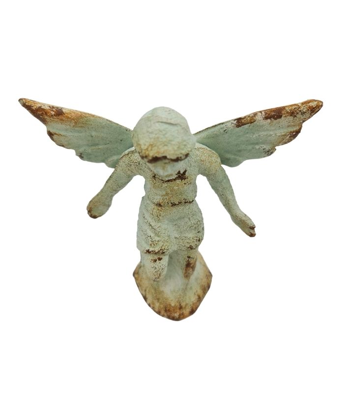 cast iron angel desk ornament antique green - 3