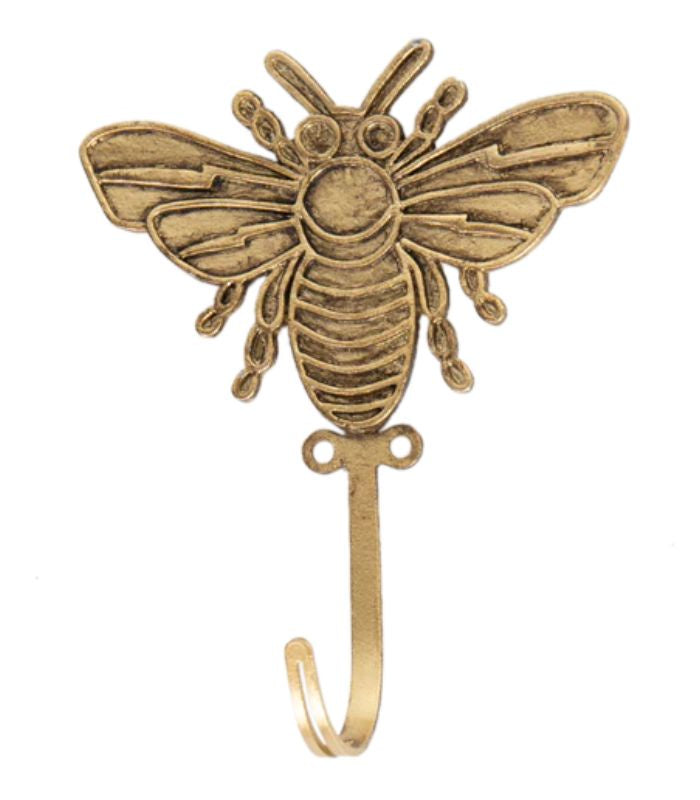 Brass Look Pewter Bee Wall Hook