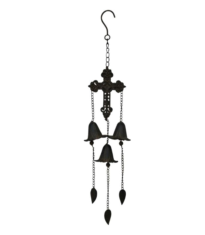 Hanging Cross With Triple Bells Wind Chime