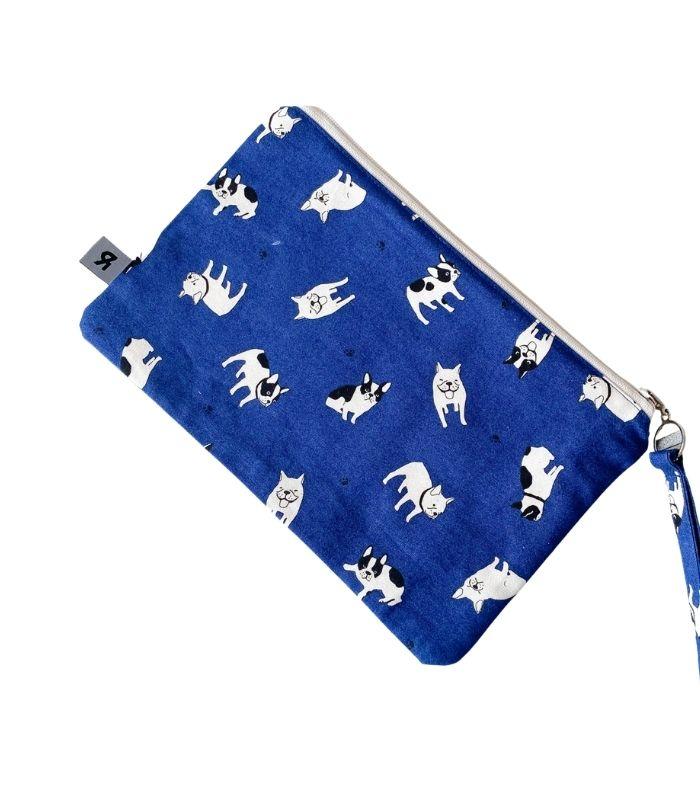 zippered pouch blue frenchie dog - 0