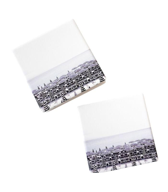 Shop Now! Elegant Shade Under Stripes Coasters Set 🌿🖤 | Alley Cat Trading