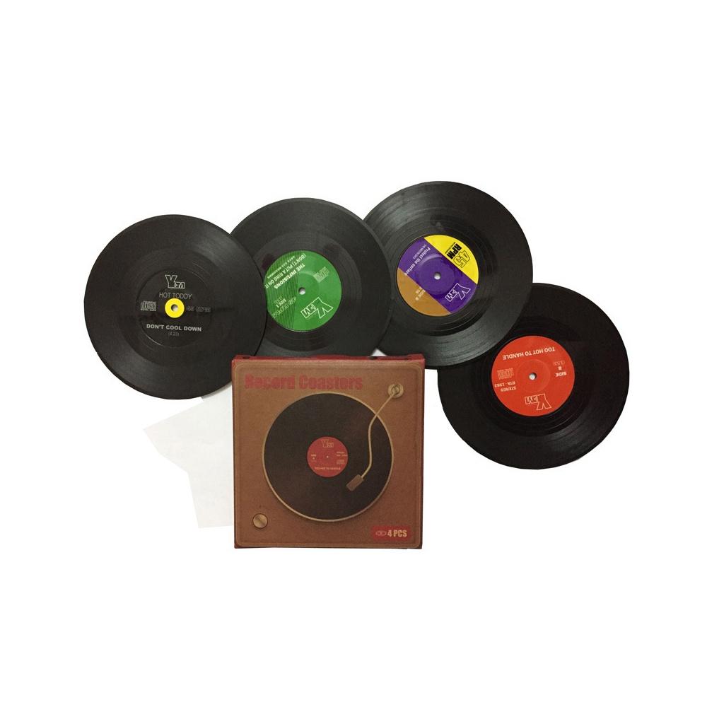 vinyl record drink coasters 4 - 0